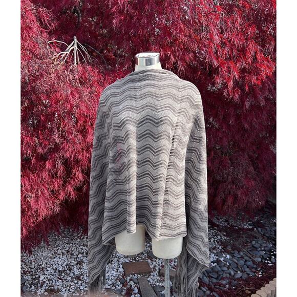 Vtg Dolce & Gabbana Scarf Shawl Brown Taupe 82x36 Zigzag Wool Viscose NWT Lux - Picture 3 of 4